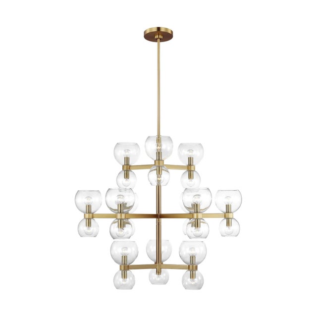 2020s Kate Spade by Visual Comfort Studio Londyn Chandelier, Burnished Brass & Clear Glass, Large For Sale - Image 5 of 5