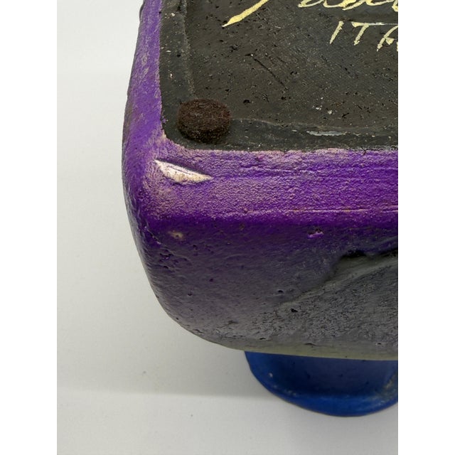 Italian 1960s Beautiful Blue Drip Glazed Fantoni Square Fantoni Vase For Sale - Image 3 of 18