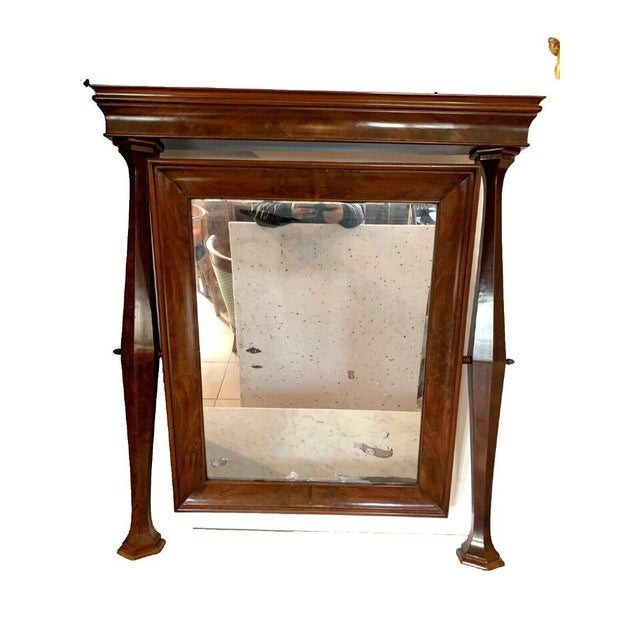 Louis philippe mahogany and veneer dressing table on an oak base the chest has four drawers in the front and a white...