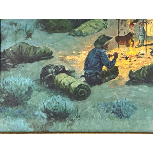 Mid 20th Century Charlie Dye "Western Sunrise" Lithograph - Framed Art Deco Cowboy Print For Sale - Image 4 of 9