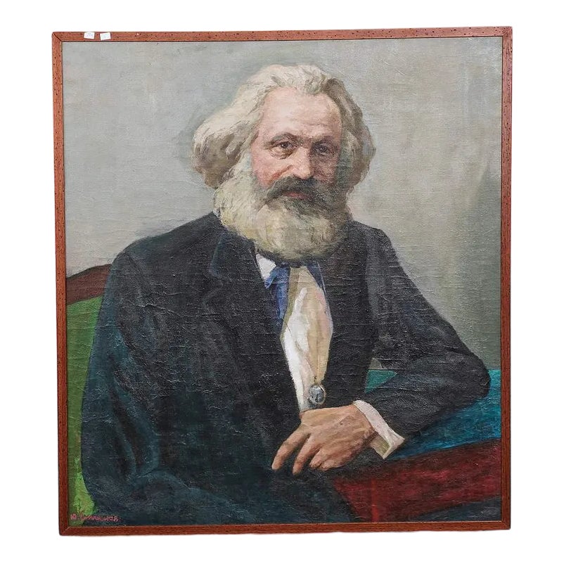 Portrait of Karl Marx, Oil on Canvas, 1960s | Chairish
