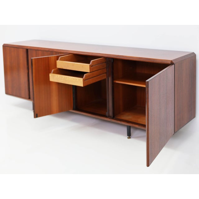 Minimalist Rosewood Sideboard with Architectural Details attributed to Poggi, Italy, 1950s For Sale - Image 6 of 12