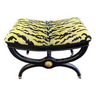 Mid 19th Century Black X Base Ottoman/Bench For Sale