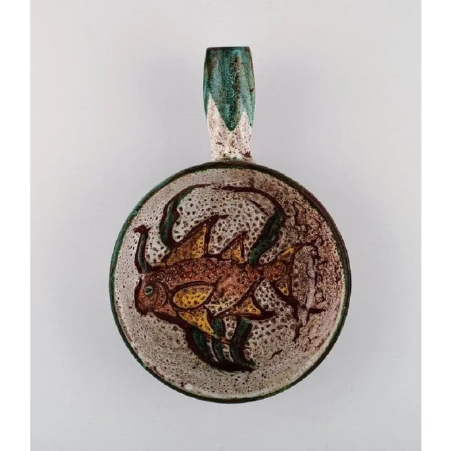 Glazed Stoneware Bowl, Lidded Jar and Three Crème Brûlée Bowls with Handles, Set of 5 For Sale - Image 6 of 11