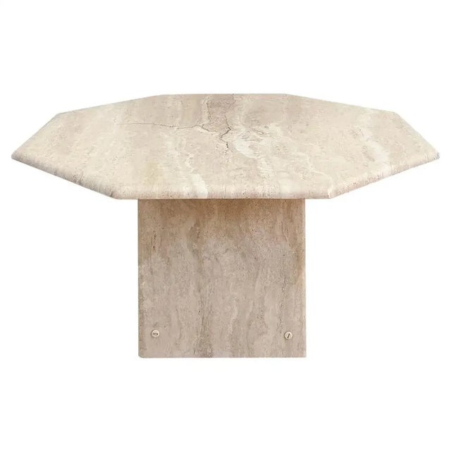 Beige Octagon Travertine Cocktail Coffee Table, 1970s For Sale - Image 11 of 11