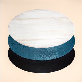 Rebecca Koury "Elliptical Landscape" Blue Teal Ellipse Contemporary Abstract, Acrylic and Mixed Media on Canvas, Carmel Ca Art, Future Forward, 2026 For Sale