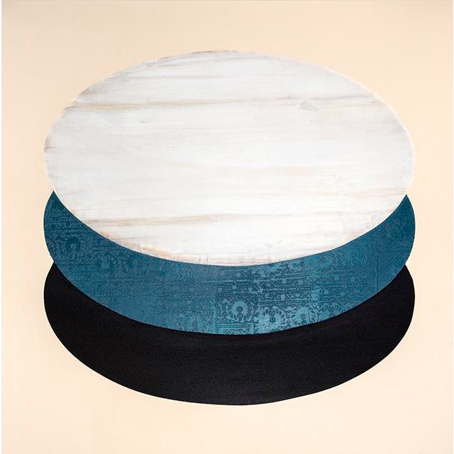 Rebecca Koury "Elliptical Landscape" Blue Teal Ellipse Contemporary Abstract, Acrylic and Mixed Media on Canvas, Carmel Ca Art, Future Forward, 2026 For Sale
