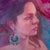 This artwork presents a close-up portrait of a woman adorned with an intricate earring, capturing her contemplative...