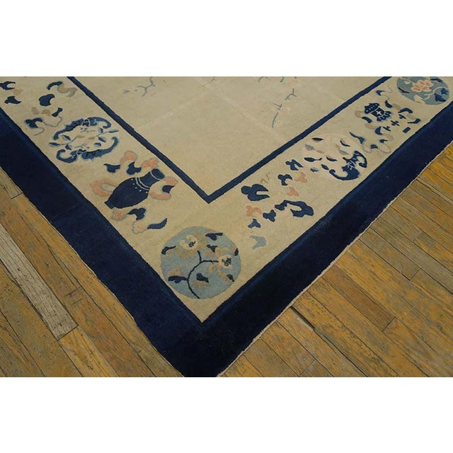 Textile Special Ivory Background Color Asymmetric Pattern Antique Chinese Peking Rug For Sale - Image 7 of 7