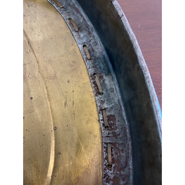 Mid-Century Modern Vintage Oval Brass and Metal Serving Tray With Handles For Sale - Image 3 of 11