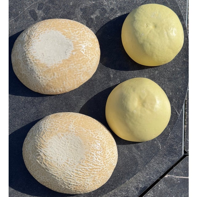 Contemporary Set of Four Melon & Citrus Majolica Style Trompe L’Oleil Bowls For Sale - Image 3 of 11