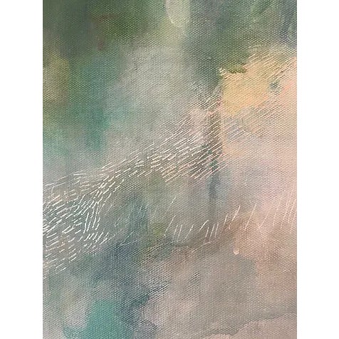Textile Large Original Abstract Landscape Painting "Staying on Course" in Blues Greens by Michele Zuzalek For Sale - Image 7 of 10