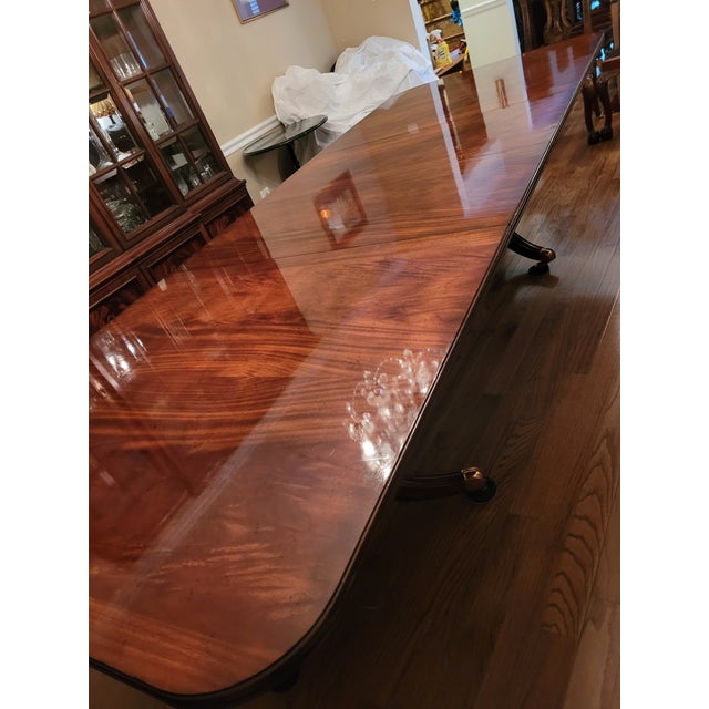 Traditional Maitland Smith Mahogany Double Pedestal Dining Table For Sale - Image 3 of 15