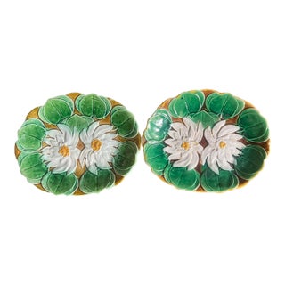 Holdcraft Pond Lily Dishes, Set of 2, C. 1880. For Sale