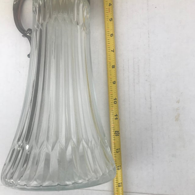 Silver 1980s Mid Century Modern Italian Chill It Glass and Silver Plate Pitcher For Sale - Image 8 of 11