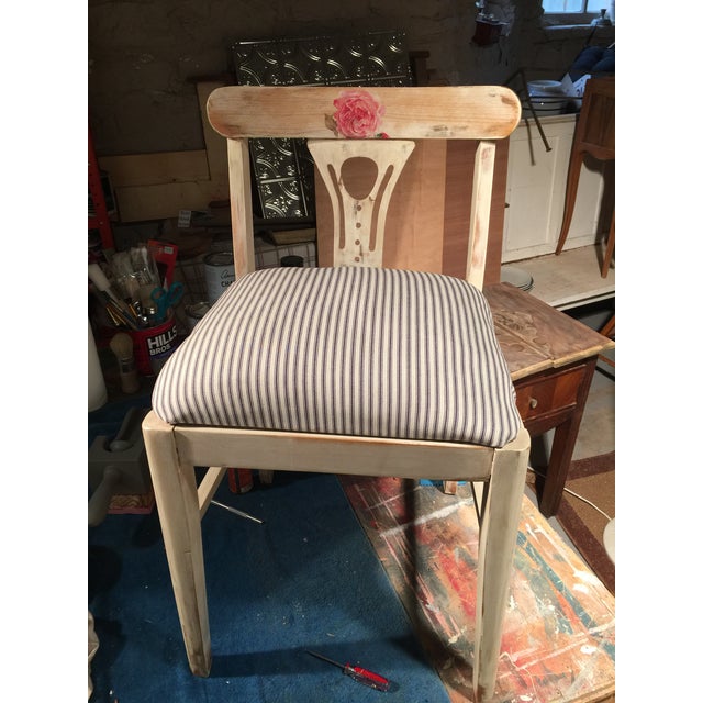 Shabby Chic Vintage Art Nouveau Vanity Chair For Sale - Image 3 of 3