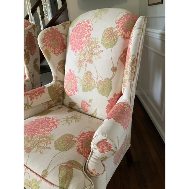 Wood Pair of Updated Queen Anne Wingback Chairs For Sale - Image 7 of 7