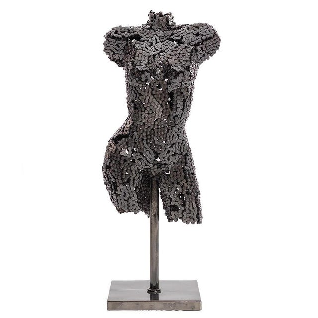 Premium Handcrafted Bicycle Chain Torso Sculpture | 38" | One of a Kind For Sale - Image 6 of 8