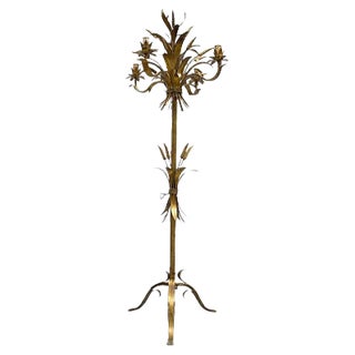 Vintage Hollywood Regency Style Gilt Corn Lamp For Sale