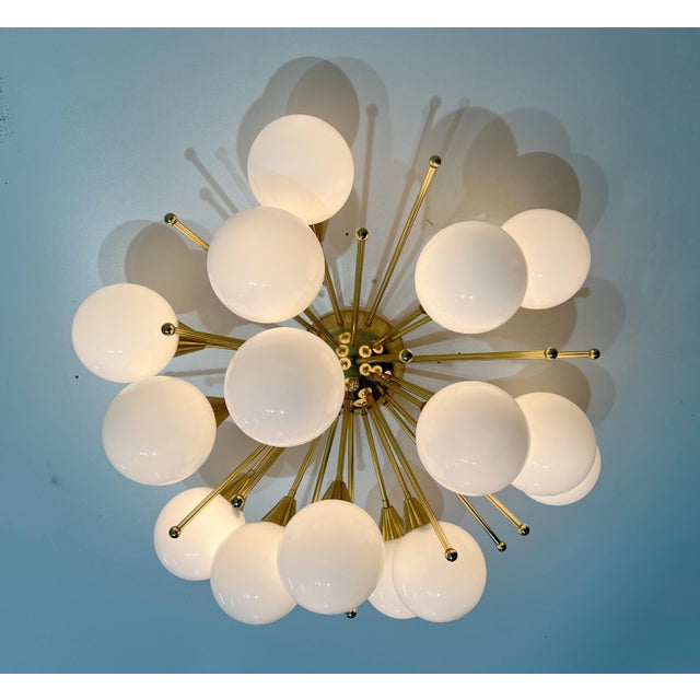 Metal 21st Century Mezzo Polished Brass Glossy White Murano Flush Mount by Fabio LTD For Sale - Image 7 of 9