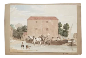 Late 19th Century Watercolor "Country Port" by Captain Foster
