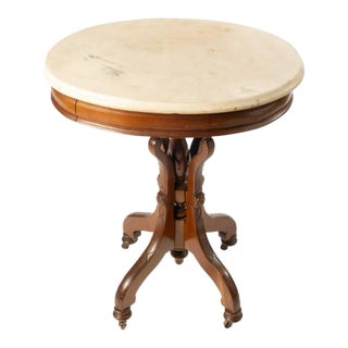 Mid 19th Century Victorian Walnut Marble Top Table For Sale