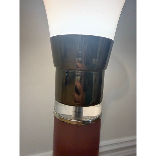 Contemporary 1980 Frosted Lucite Pink Torch Table Lamp For Sale - Image 3 of 11