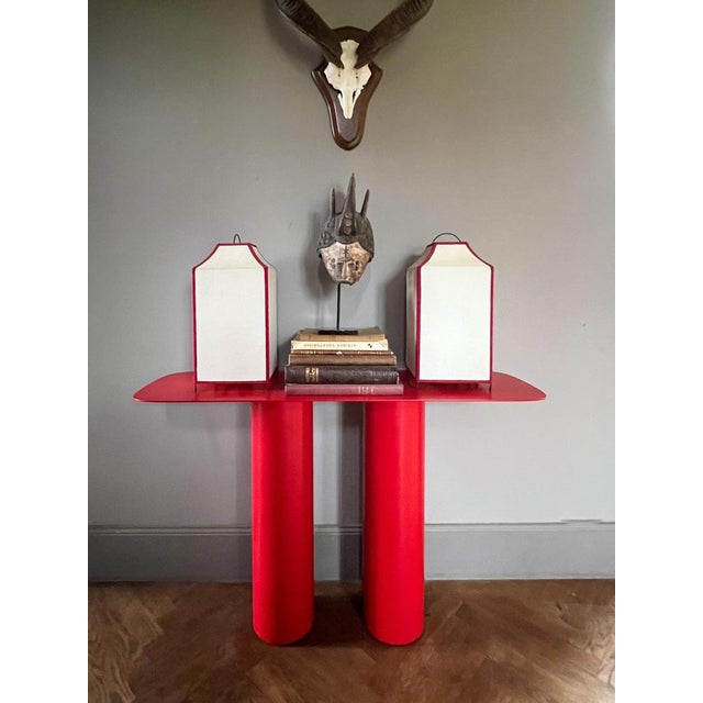 White Luna 110 Metal Console Table by Laurence Du Tilly For Sale - Image 8 of 17
