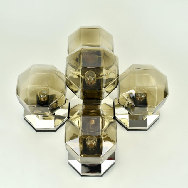 1970s Motoko Ishii Modular Flush Mount for Staff Leuchten - Set of 5 For Sale - Image 6 of 17