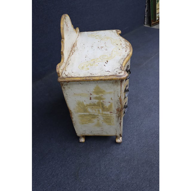 Italian Style Painted Three Drawer Commode With Scenic Decoration For Sale - Image 16 of 18