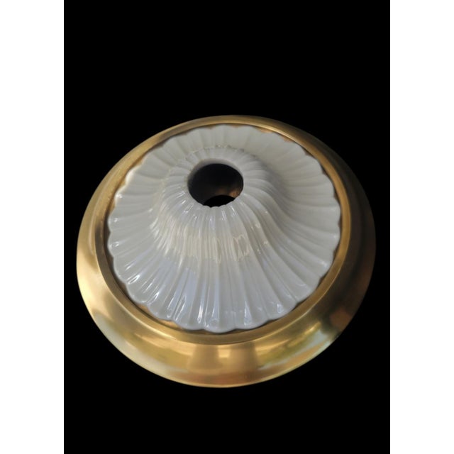 Metal Vintage Lenox Porcelain Brass Large 6 Light Traditional Chandelier For Sale - Image 7 of 14