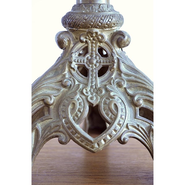 Antique Candlestick in Brass, 1880s For Sale - Image 6 of 9