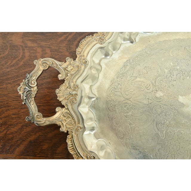 Tiffany & Co. Style Antique Victorian Repoussé Silverplate Serving Tray For Sale In South Bend - Image 6 of 12