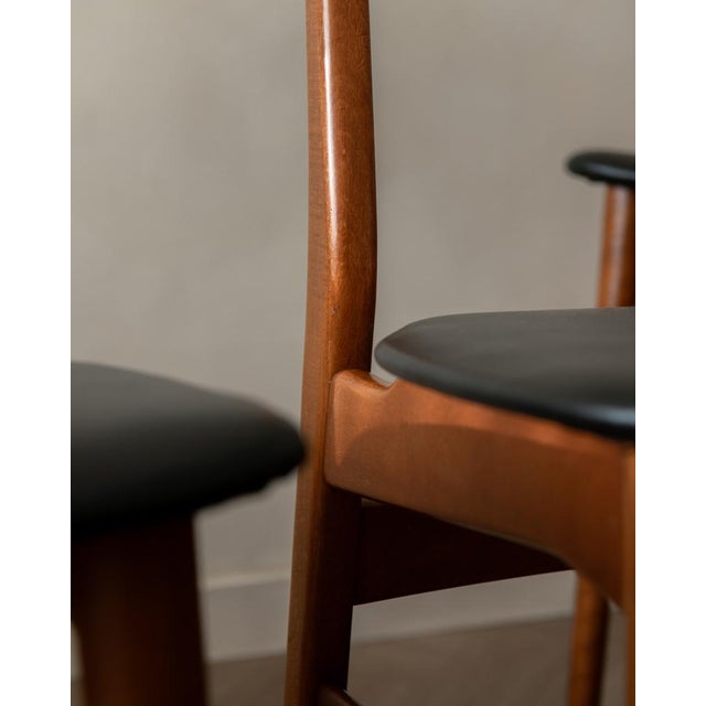 Vintage Danish Dining Chairs in Teak and Black Skai, 1960s, Set of 6 For Sale - Image 12 of 18
