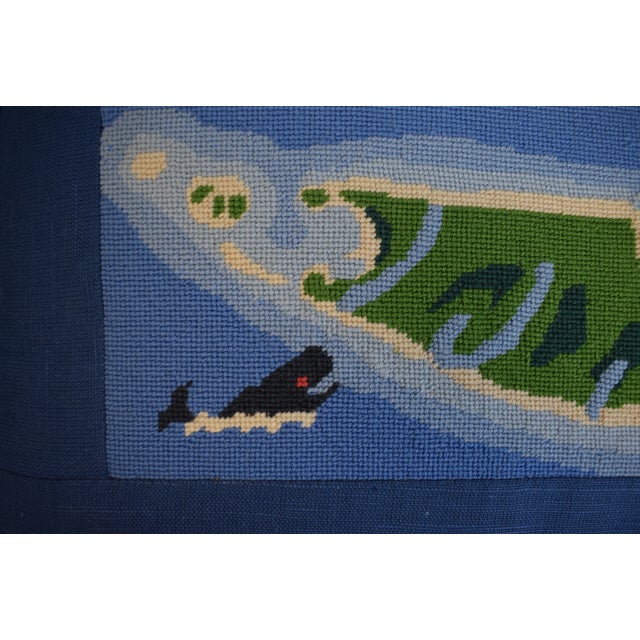 Textile Hand Needlepoint Nantucket Island Pillow For Sale - Image 7 of 7