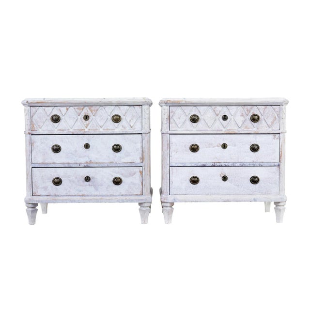 19th Century Swedish White Painted Chests of Drawers, Set of 2 For Sale - Image 9 of 9