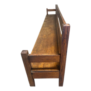Antique Stickley Style Arts and Crafts Quarter Sawn Oak Bench 10’ Long - Circa 1910