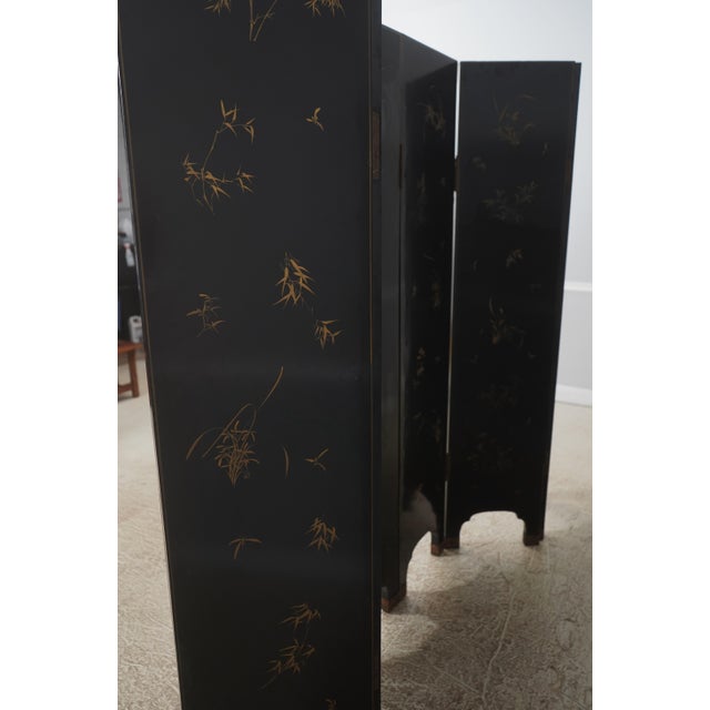 Chinese Lacquer Ebonized 6 Panel Screen Divider For Sale - Image 15 of 17