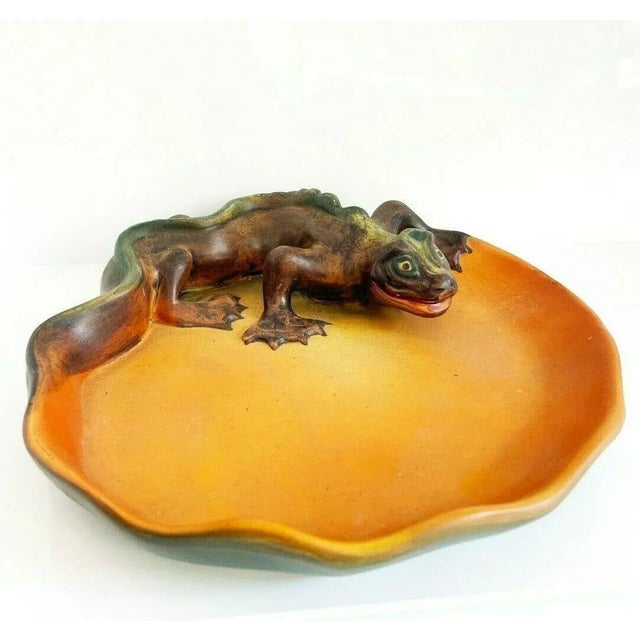 Ceramic P. Ipsens Enke Danish Art Nouveau Lizard Plate For Sale - Image 7 of 7