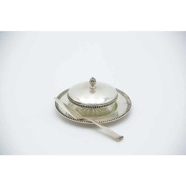 Silver Butter Dish with Glass Core and Small Plate, Set of 2 For Sale - Image 3 of 3