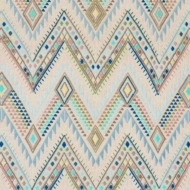 Schumacher X A Rum Fellow Coyolate Hand Woven Brocade Fabric in Arctic For Sale