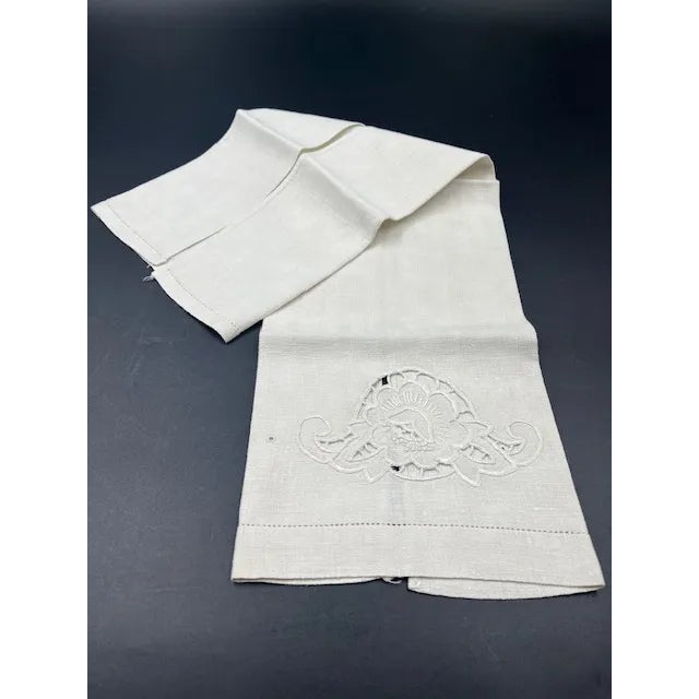 Set of 3 Antique Linen Hand-Towels For Sale - Image 4 of 12