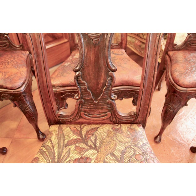 Set of Six Dining Chairs With Leather Seats, Portuguese or Spanish Rococo, 18th Century For Sale - Image 13 of 18
