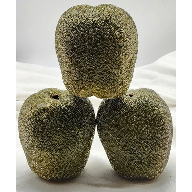 Set of 3 Mid-Century Giant Faux Sugared Green Apples For Sale - Image 4 of 5