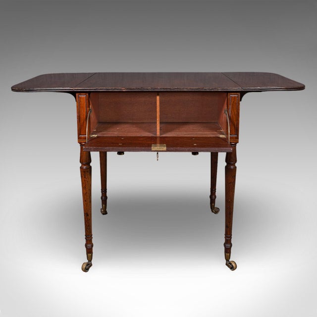 Wood Antique Reader's Table, English, Pembroke, Drop Leaf, Occasional, Regency, 1820 For Sale - Image 7 of 12