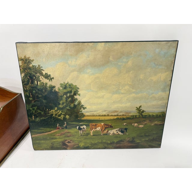 Realism English 19th Century Pastoral Landscape With Cattle & Sheep Grazing For Sale - Image 3 of 10
