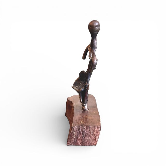 Mid-Century Modern Petite Figural Bronze on Wood Base For Sale - Image 3 of 5