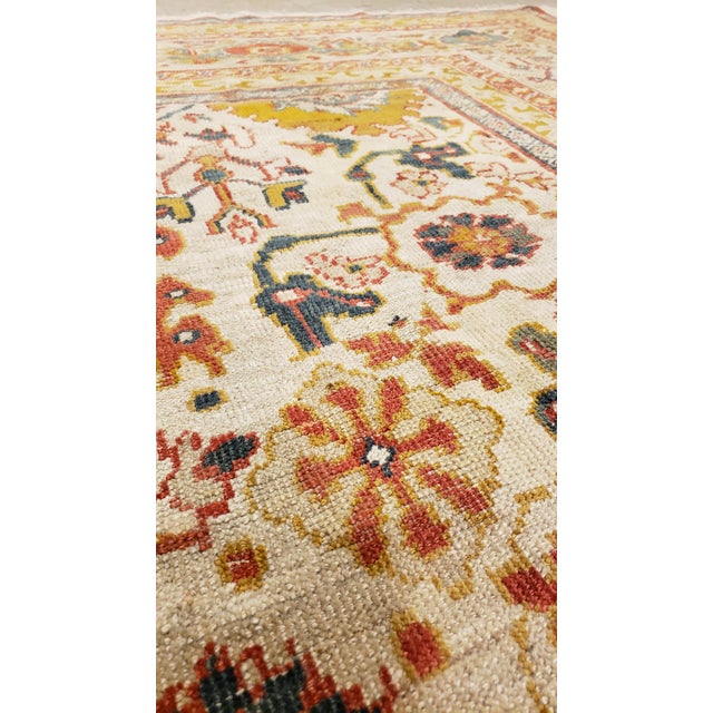 Antique Persian Sultanabad Carpet, Wool Ivory Oriental Rug Hand Knotted For Sale - Image 15 of 18