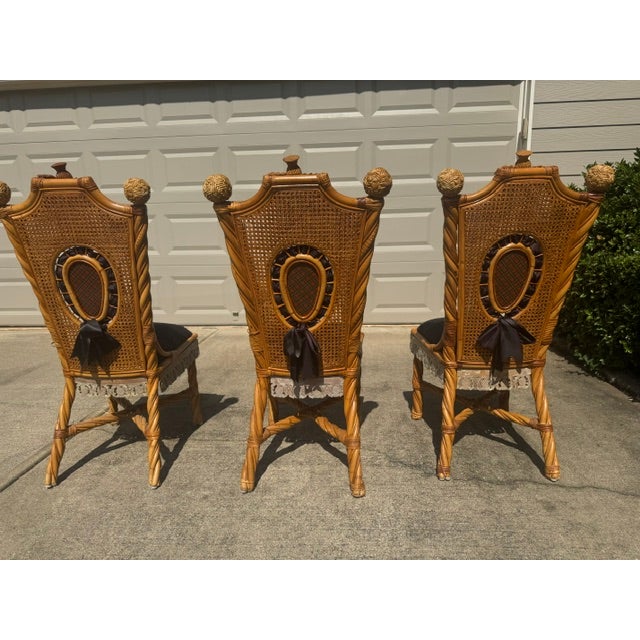 Brown 1990s Mackenzie Childs Vivaldi Ajiro Chairs Set of 6 For Sale - Image 8 of 11