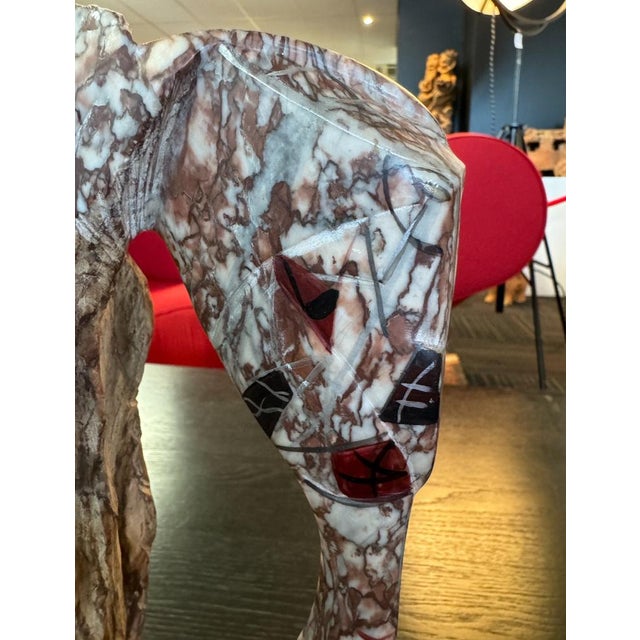 1970s Zakaria Oenadi, Marble & Paint Sculpture For Sale - Image 5 of 9